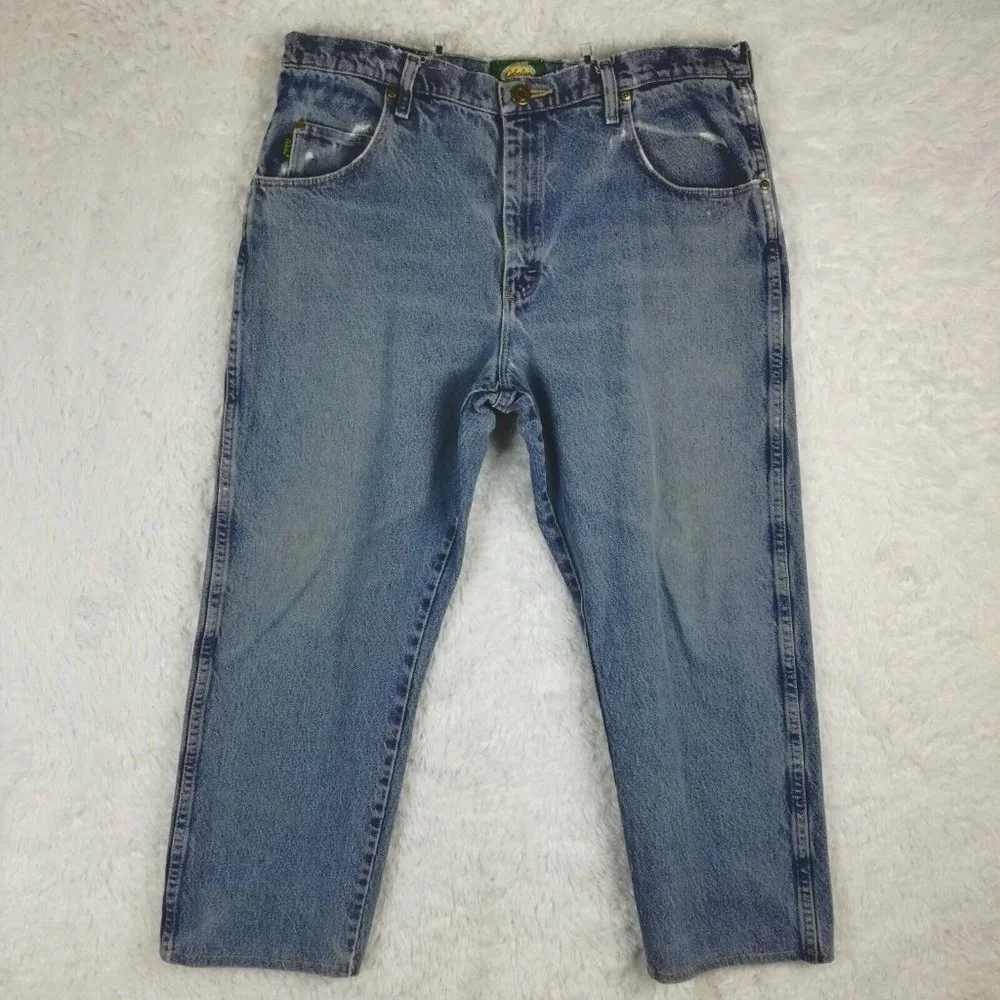 Cabela's‎ Mens Jeans Straight Roughneck Blue Denim Light Wash Workwear 38x26
